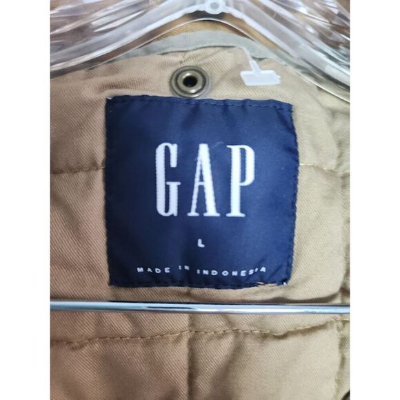 Gap Men Tan Khaki 100% Cotton Mid Length Anorak Utility Full Zip Jacket  Large - Picture 10 of 12